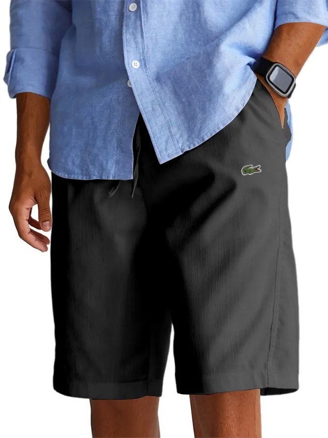 Men's Fashion Retro Old Money Style Cotton And Linen Casual Versatile Straight Shorts