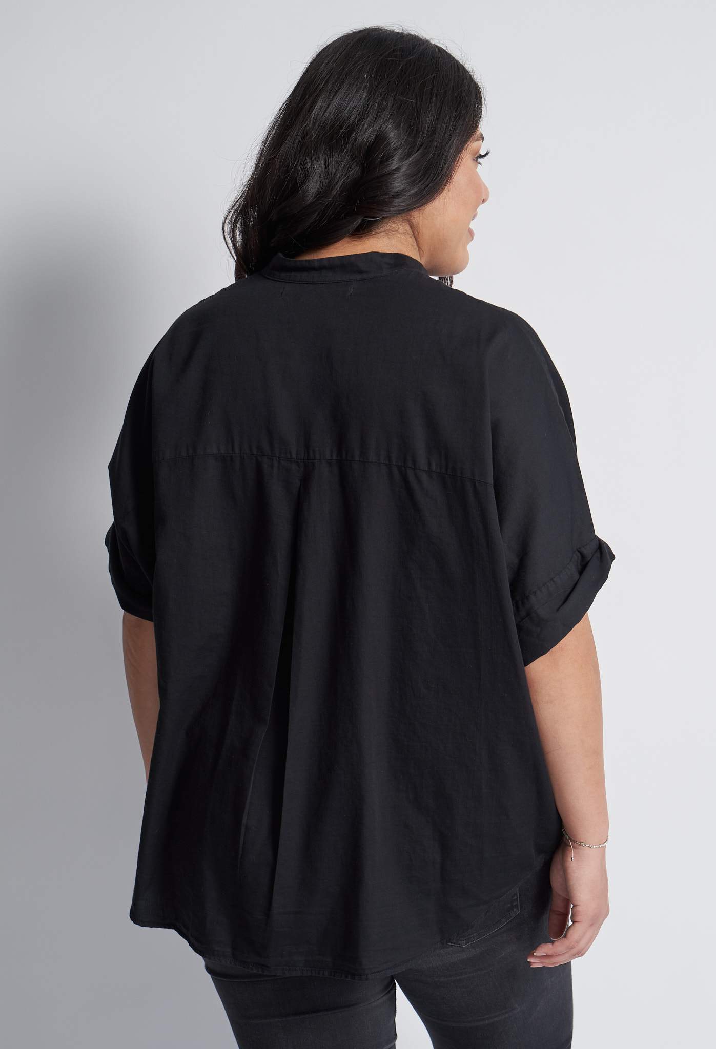 Black Cotton Easy Shirt - Sale