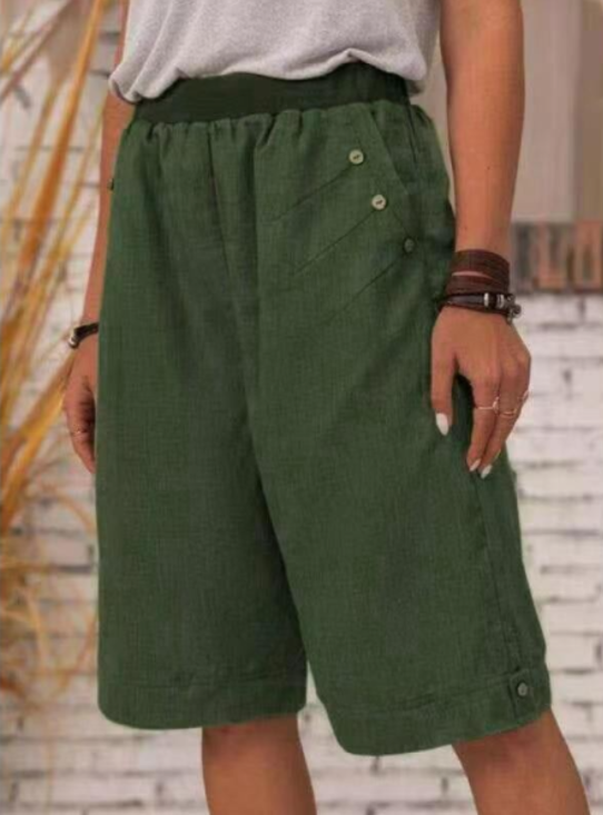 🌿 Women's Linen Wide-Leg Shorts