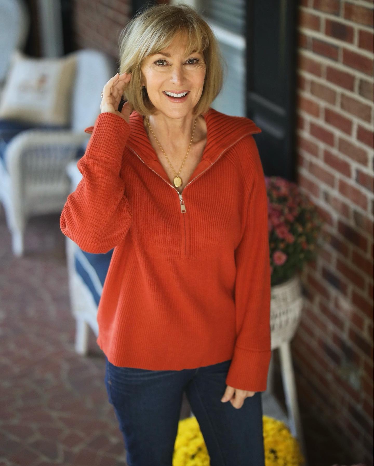 Women's Large Lapel Half Zipper Solid Color Wool Sweater
