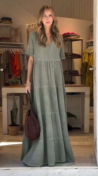 2025 Ladies Cotton and Linen Elegant Vintage Dress