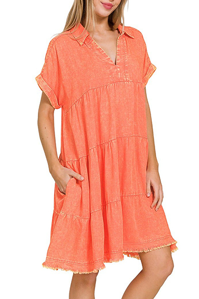 Washed Linen Raw Edge Dress