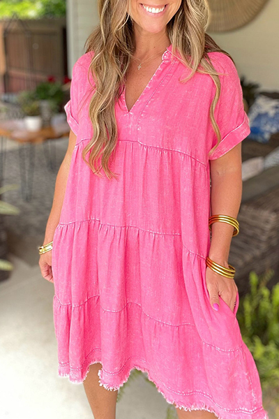 Washed Linen Raw Edge Dress