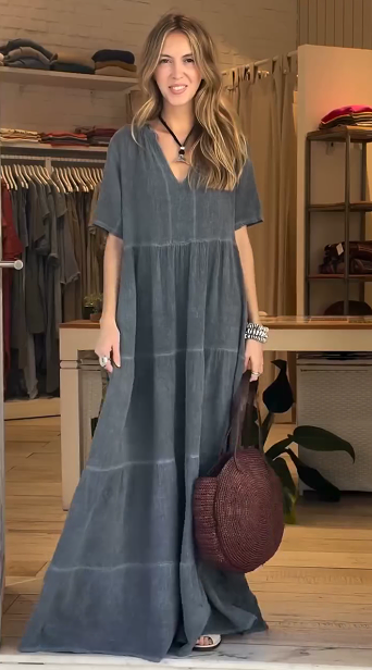 2025 Ladies Cotton and Linen Elegant Vintage Dress