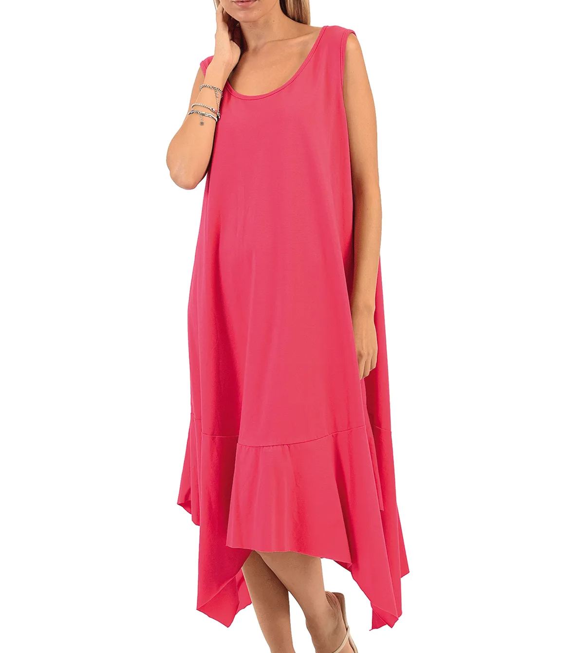 Solid color short sleeve loose dress