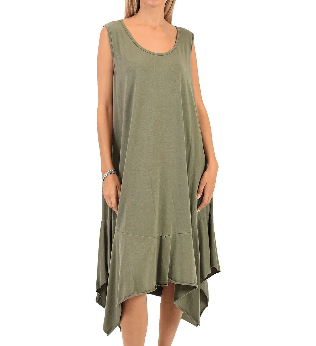 Solid color short sleeve loose dress
