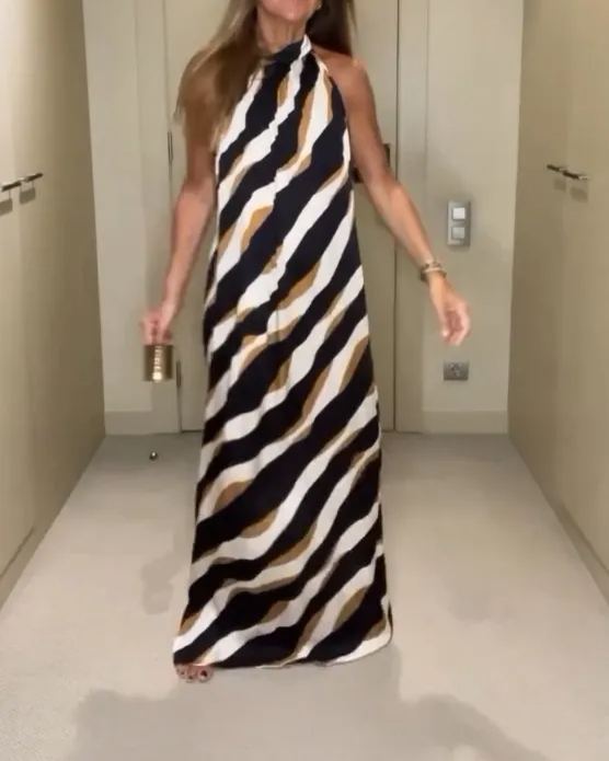 Twill print halterneck dress