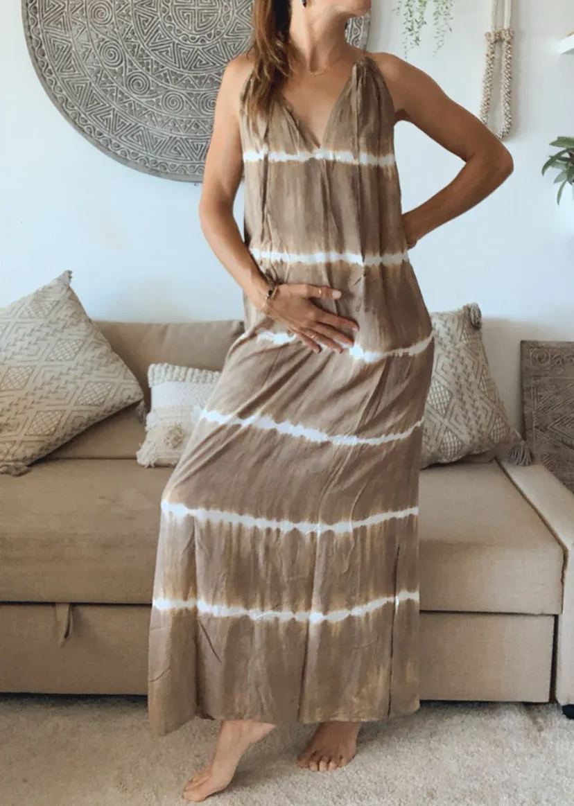Tie-dyed halterneck long dress