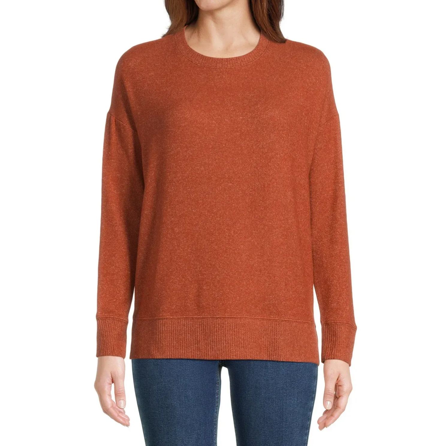Women's Knit Pullover Sweatshirt with Long Sleeves