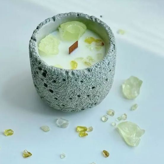 Gift box crystal aromatherapy candle creative cement texture cup home bedroom fresh air candle fragrance ornaments