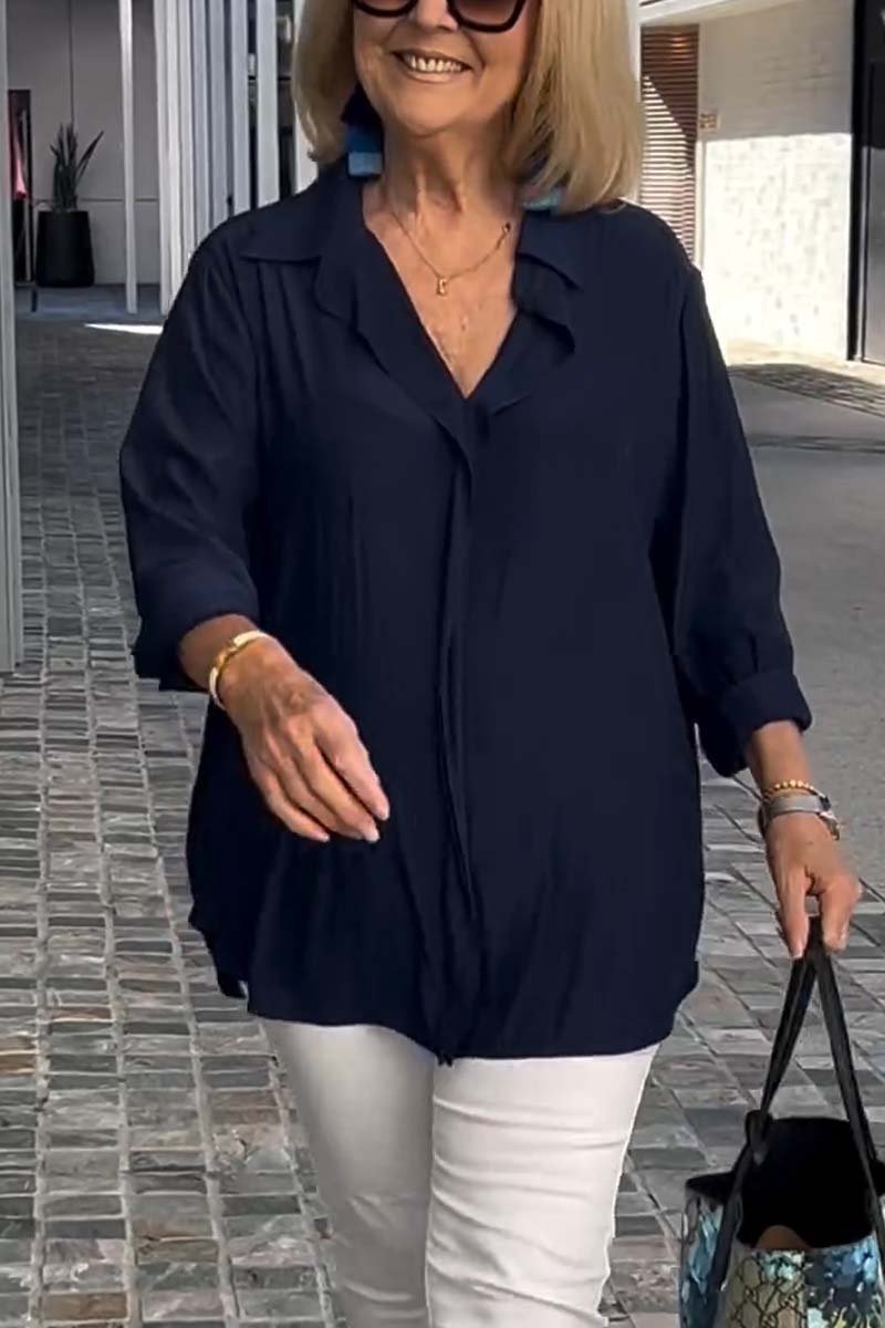 Polo shirt - Silk, long sleeve loose fit - Summer & casual wear