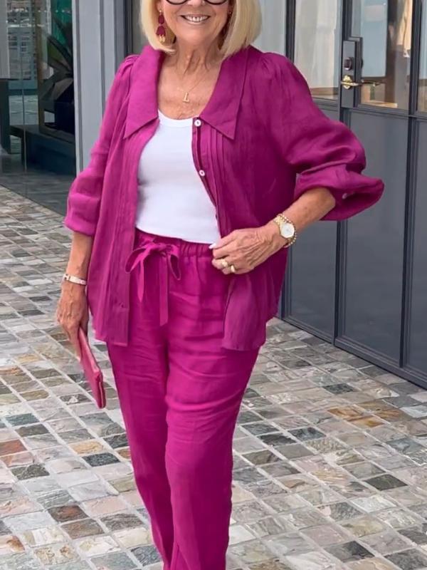 Women's fashionable and elegant suit long-sleeved tops and pants two-piece set