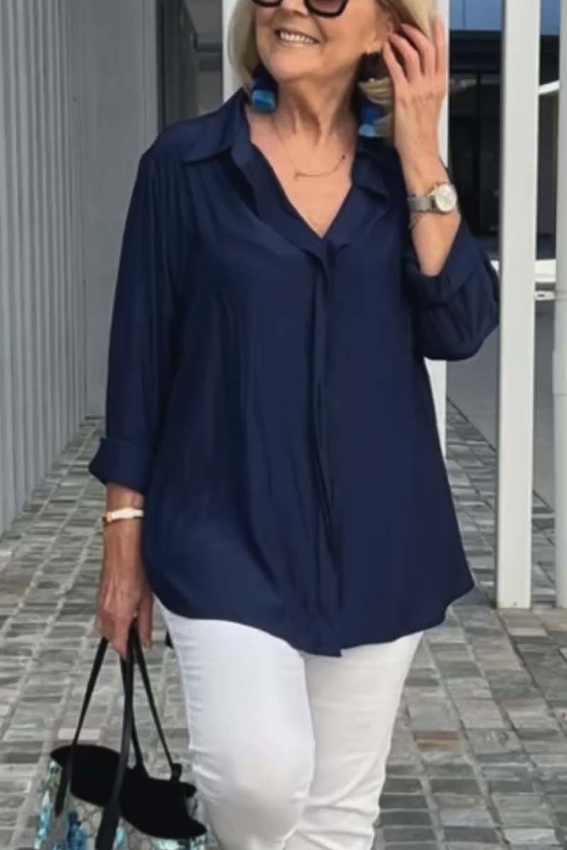 Polo shirt - Silk, long sleeve loose fit - Summer & casual wear