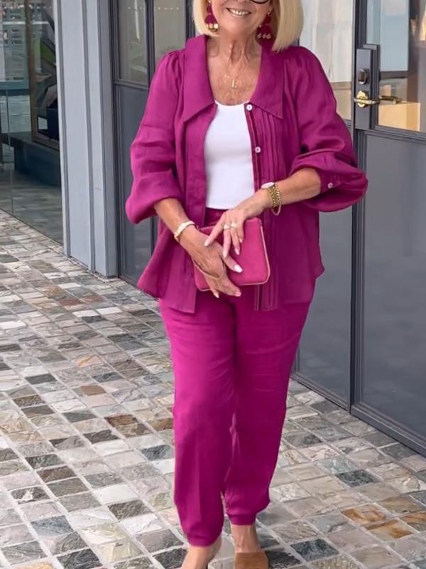 Women's fashionable and elegant suit long-sleeved tops and pants two-p