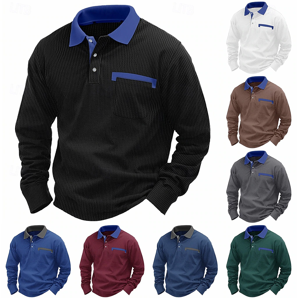 2024 Men's Business Waffle Polo Shirt