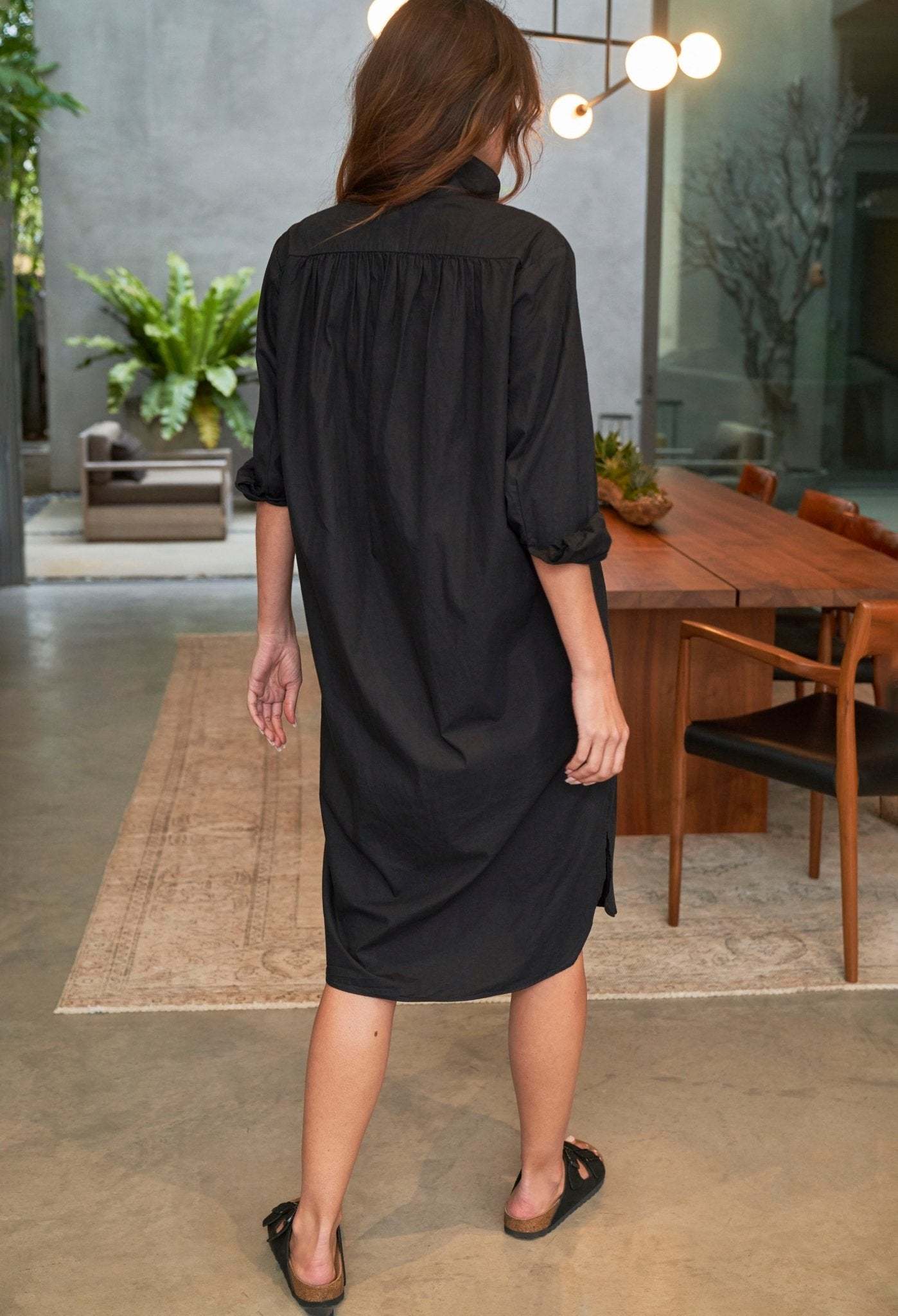 UPCYCLED - Black Cotton Short Shirt Dress