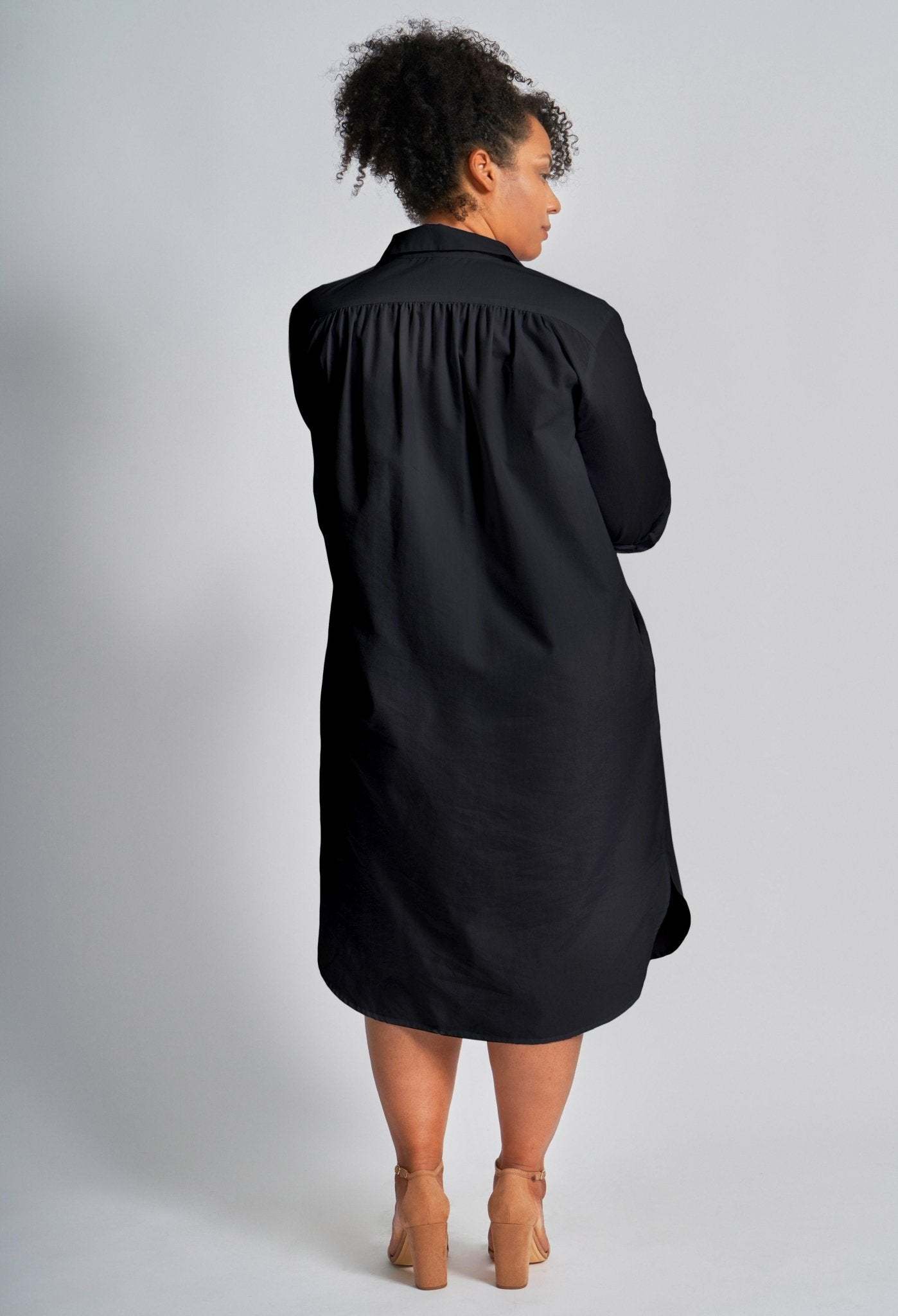 UPCYCLED - Black Cotton Short Shirt Dress