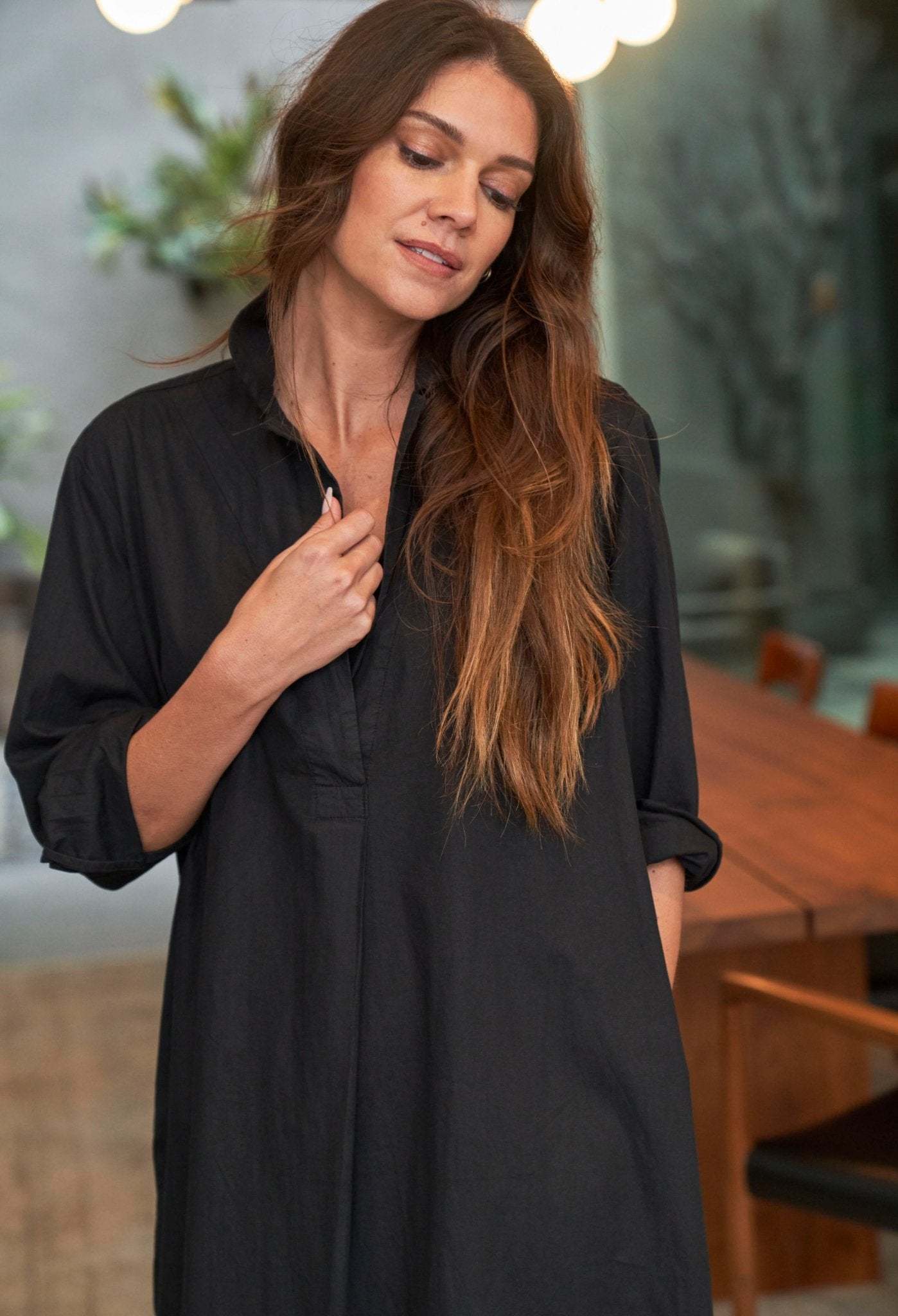 UPCYCLED - Black Cotton Short Shirt Dress