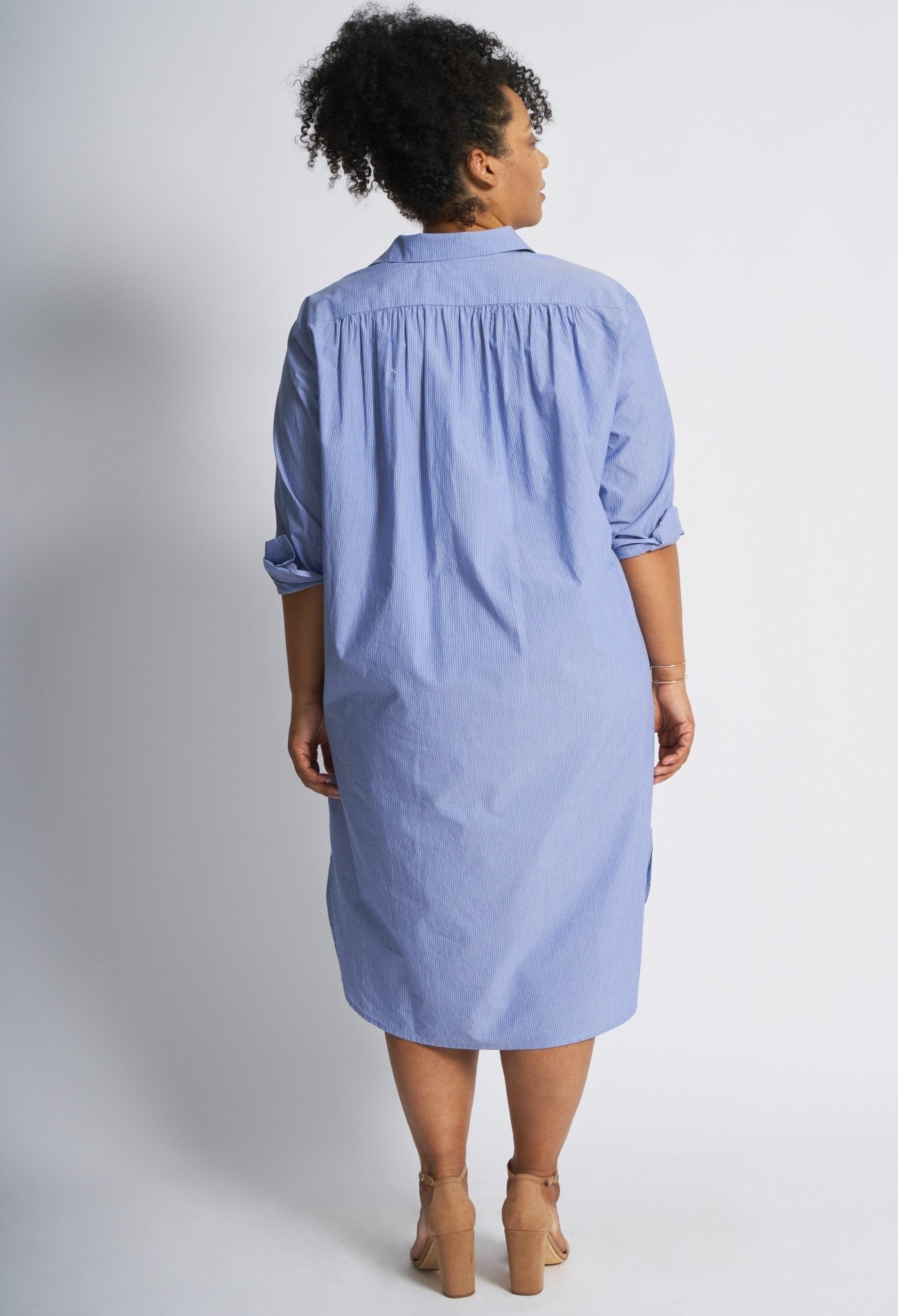 UPCYCLED - Blue Cotton Short Shirt Dress