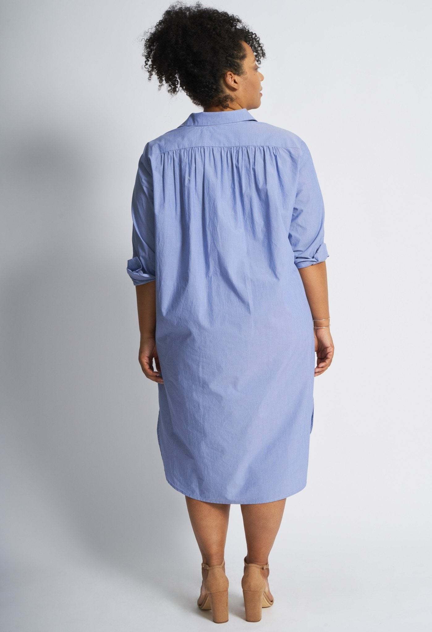UPCYCLED - Blue Cotton Short Shirt Dress