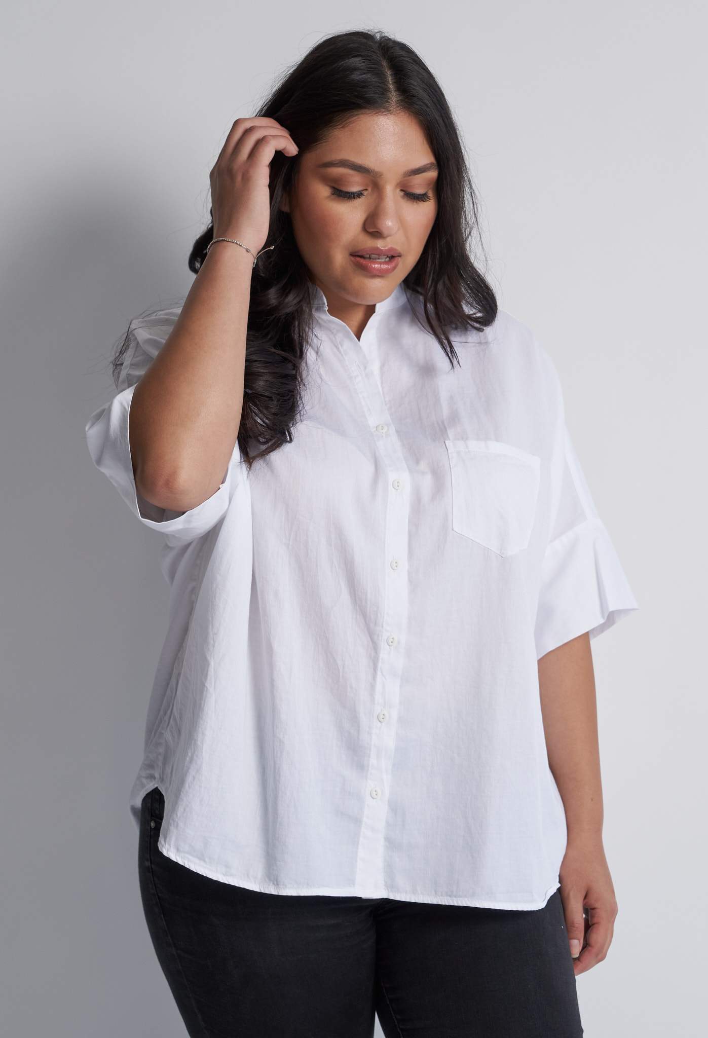 White Cotton Easy Shirt - Sale