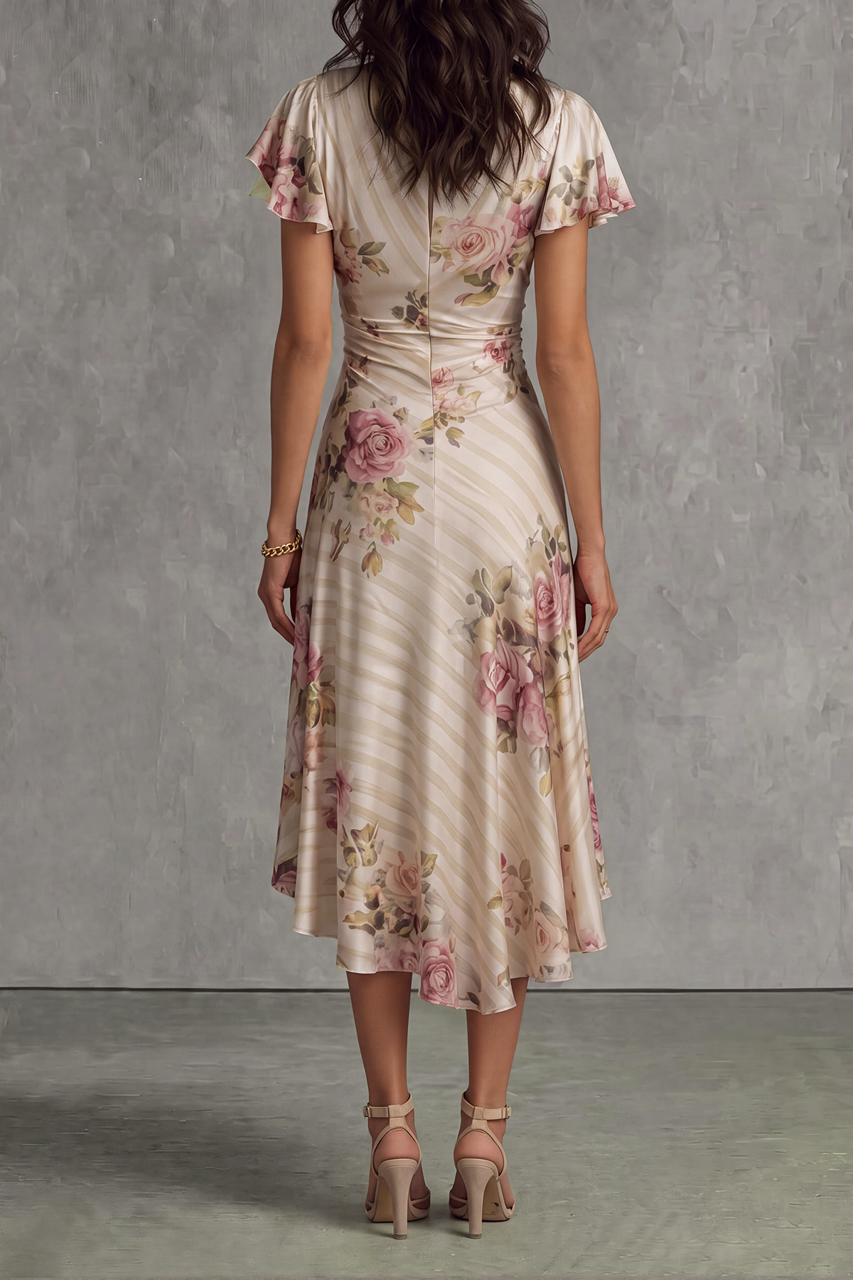 Langley Floral Ruched Midi Dress