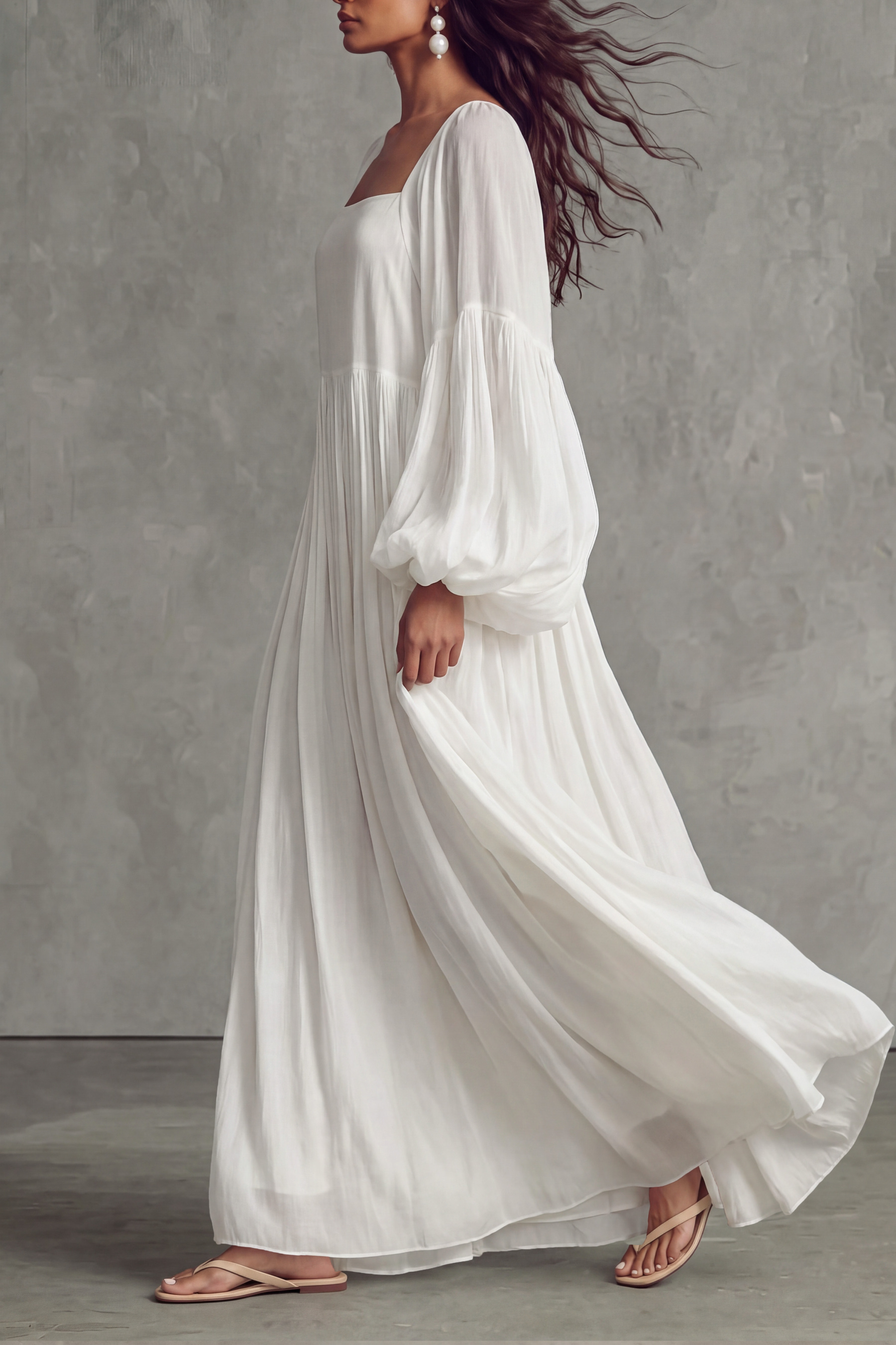 Rosie Square Neck Ruffle Hem Maxi Dress