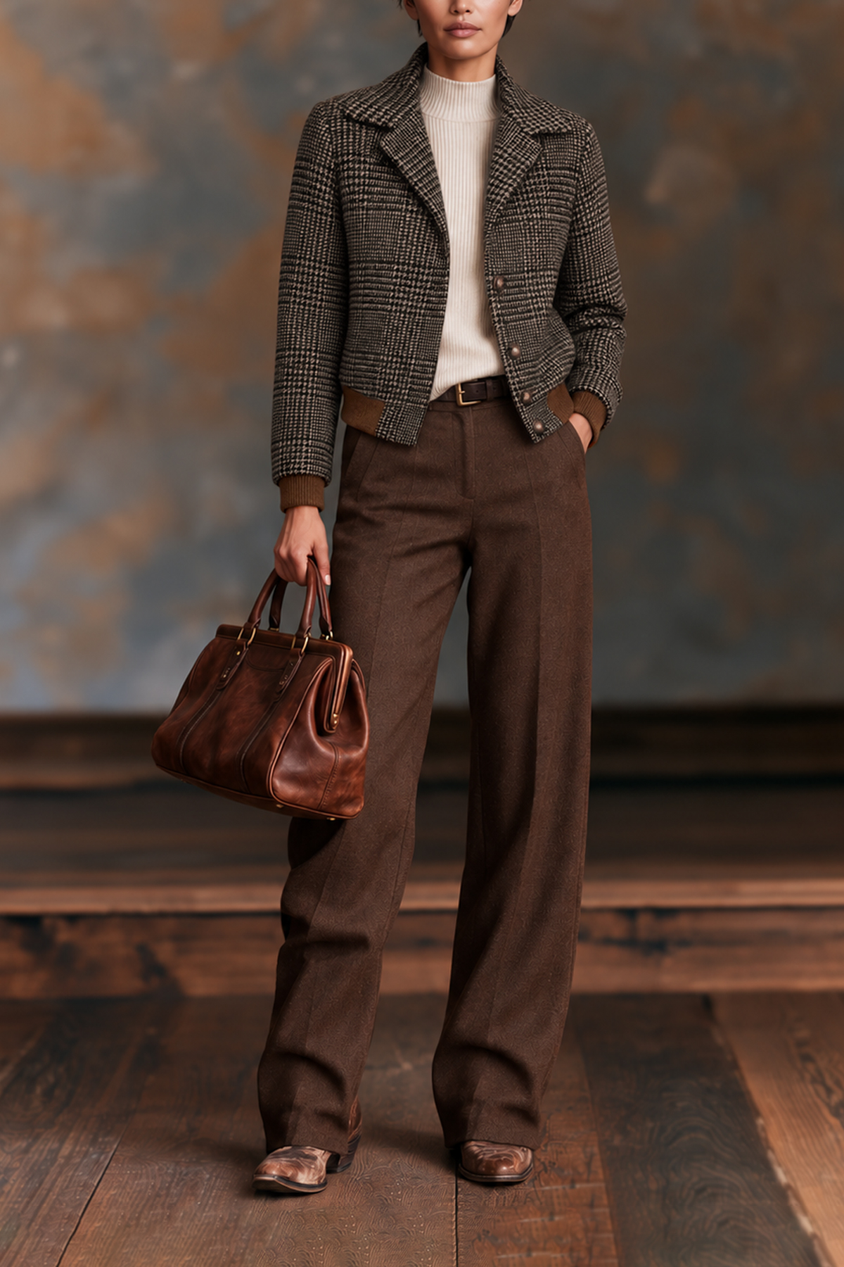 Cosima High Neck Plaid Button Coat