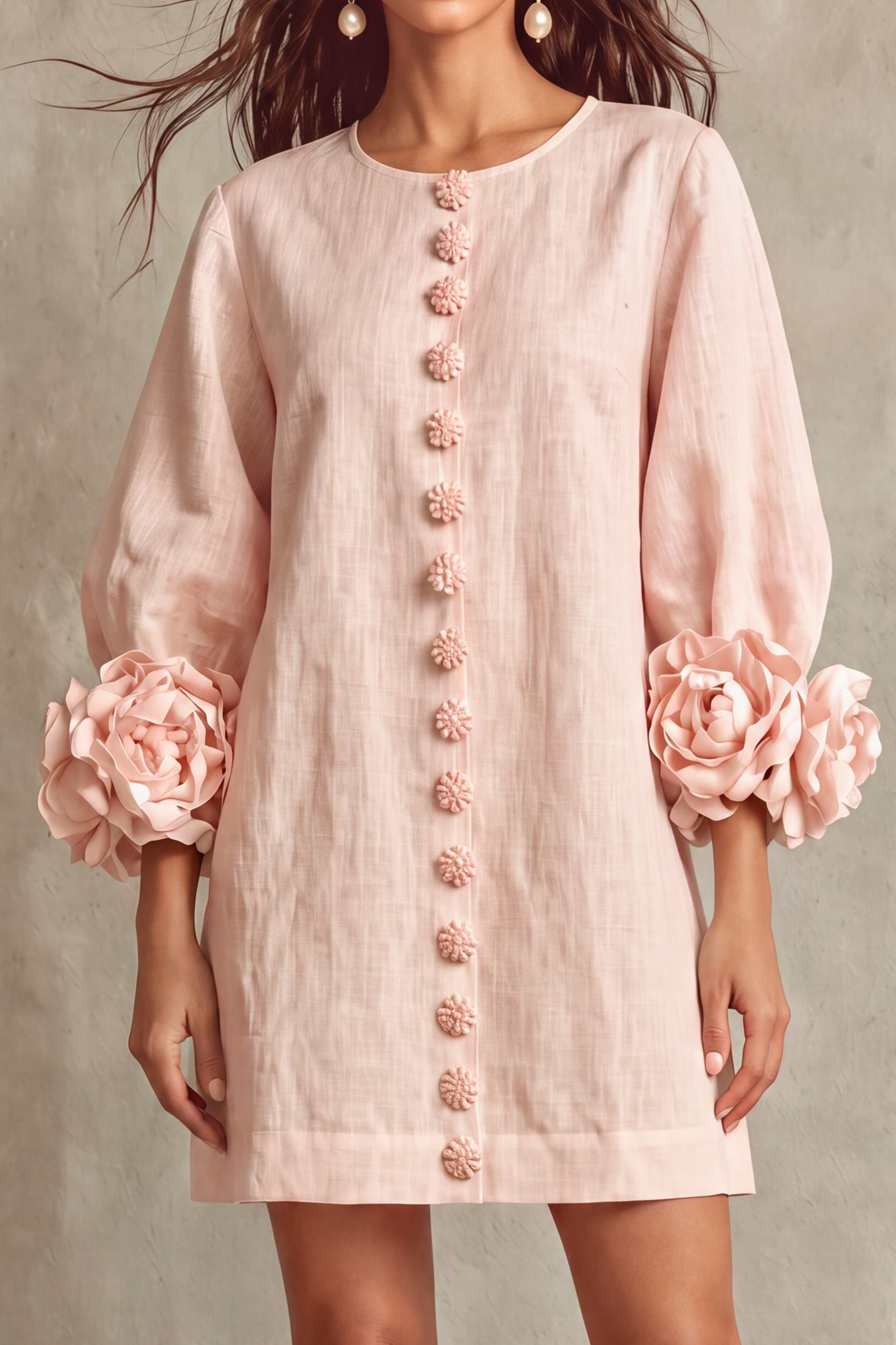 Alice Flower Puff Sleeve Mini Dress