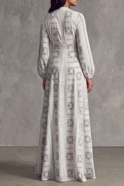 Esme Ethnic Print Button Maxi Dress
