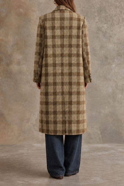 Eudora Lapel Collar Plaid Overcoat