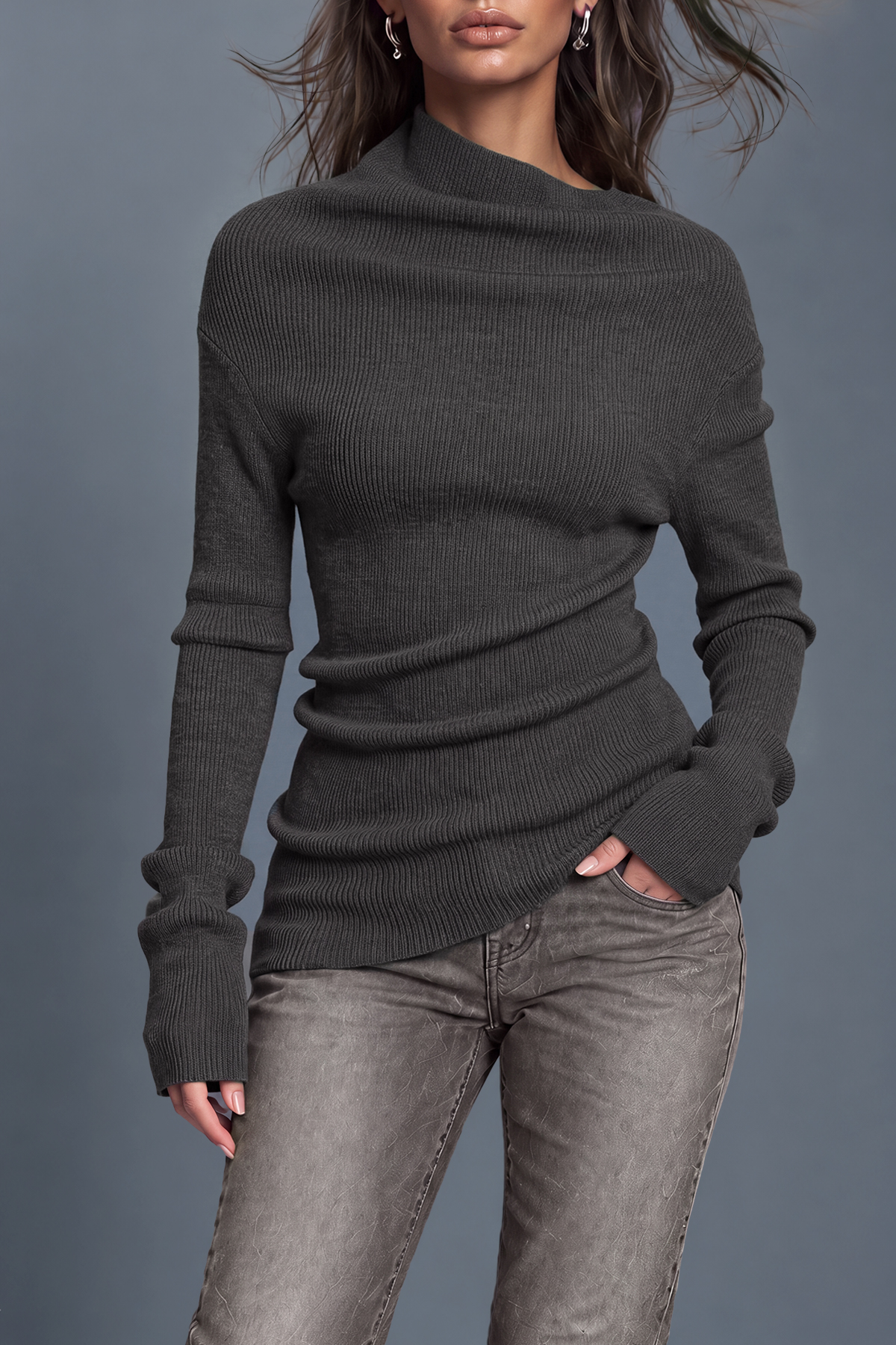 Nerys Off Shoulder Ruched Knit Top