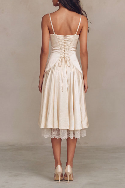 Adriana Spaghetti Lace Up Midi Dress
