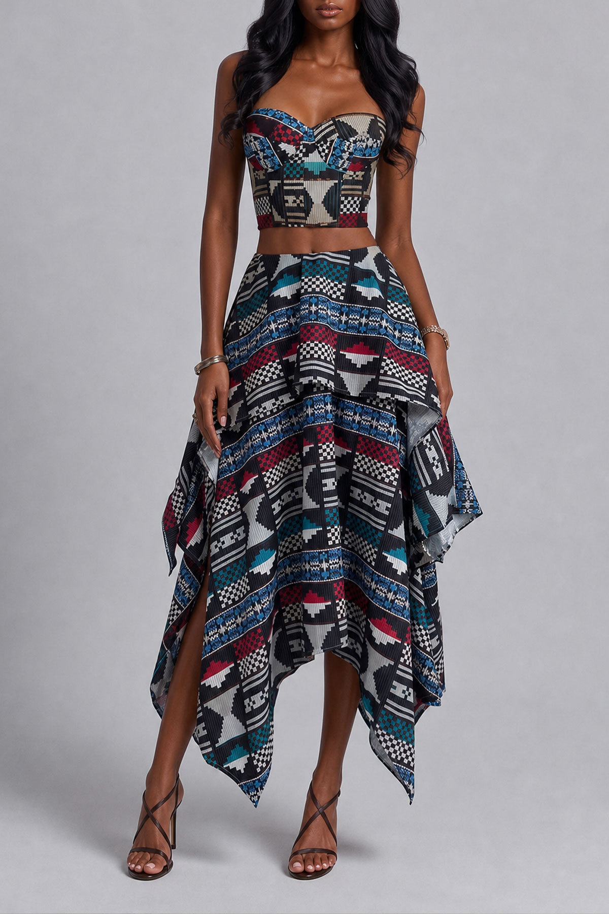 Aaliyah Off Shoulder Print Skirts Set