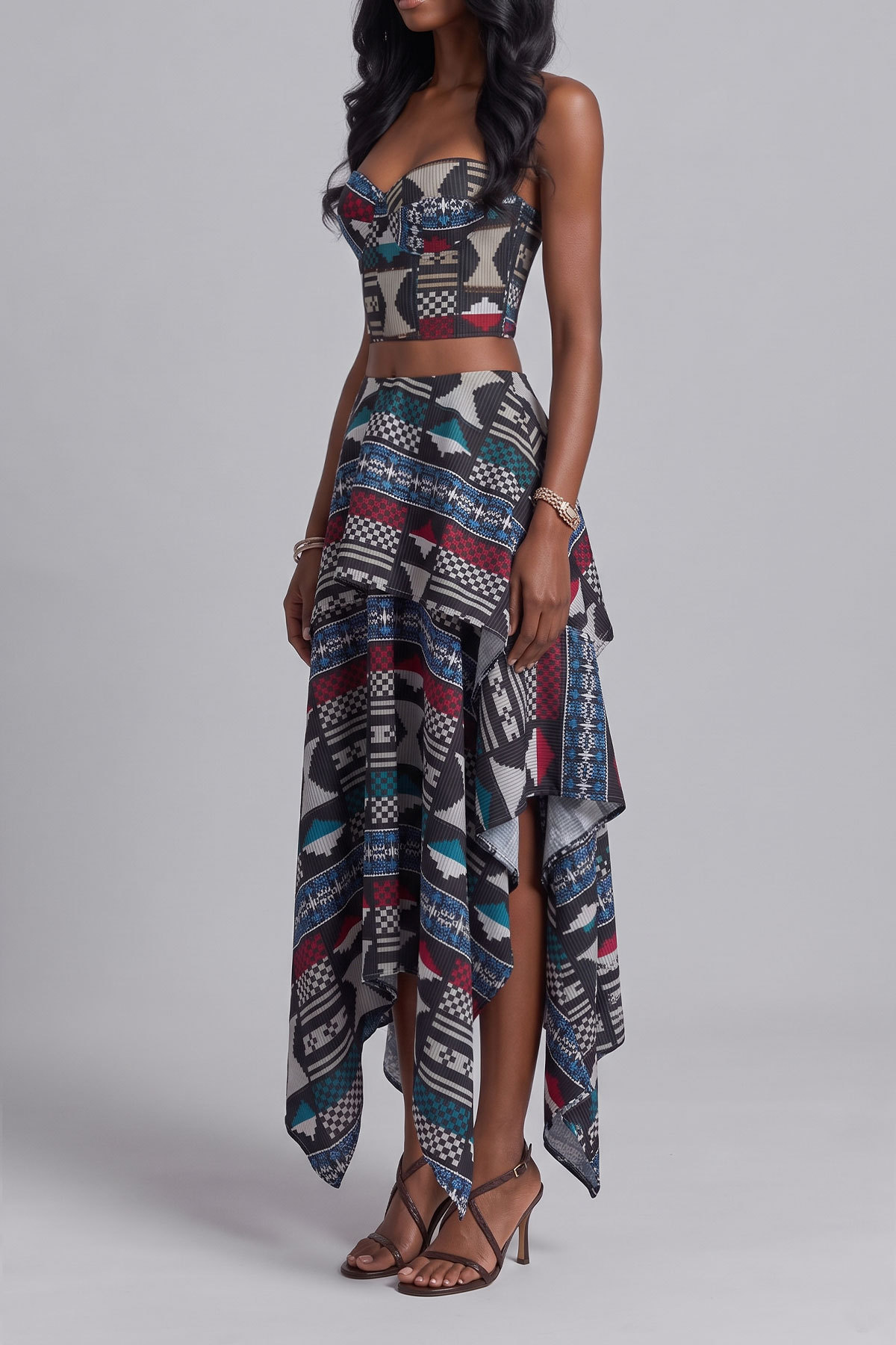Aaliyah Off Shoulder Print Skirts Set