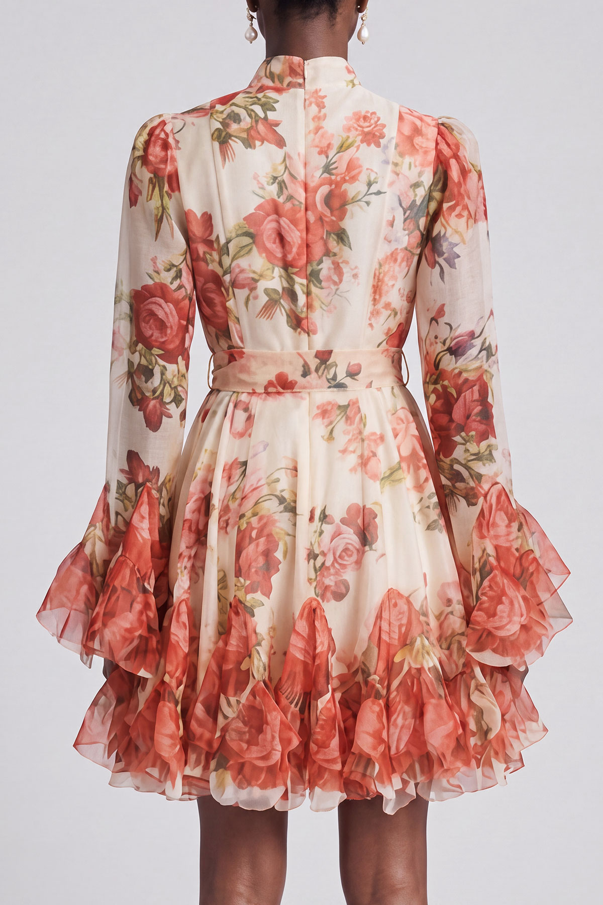 Ada Bow Self Tie Flower Midi Dress