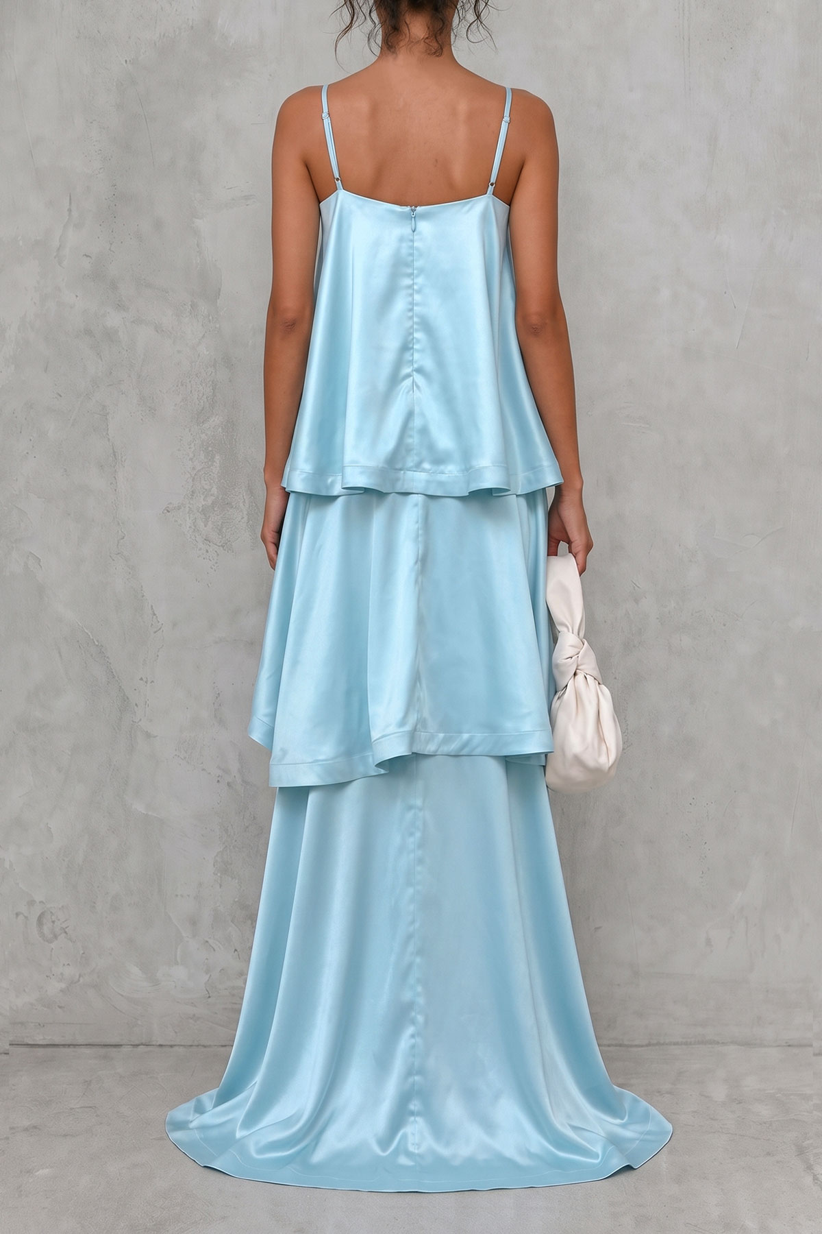 Adria Spaghetti Layer Maxi Dress In Blue