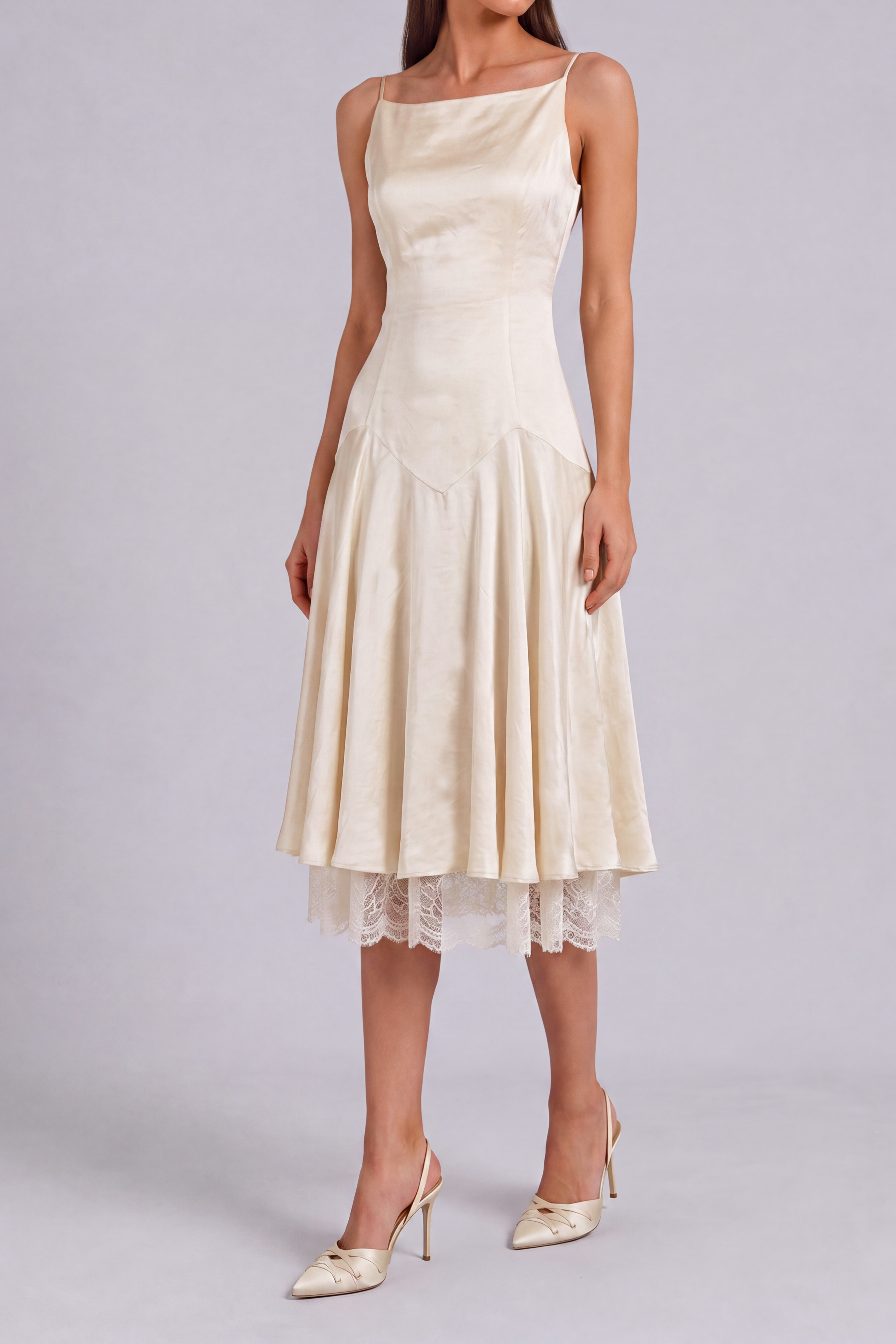 Adriana Spaghetti Lace Up Midi Dress