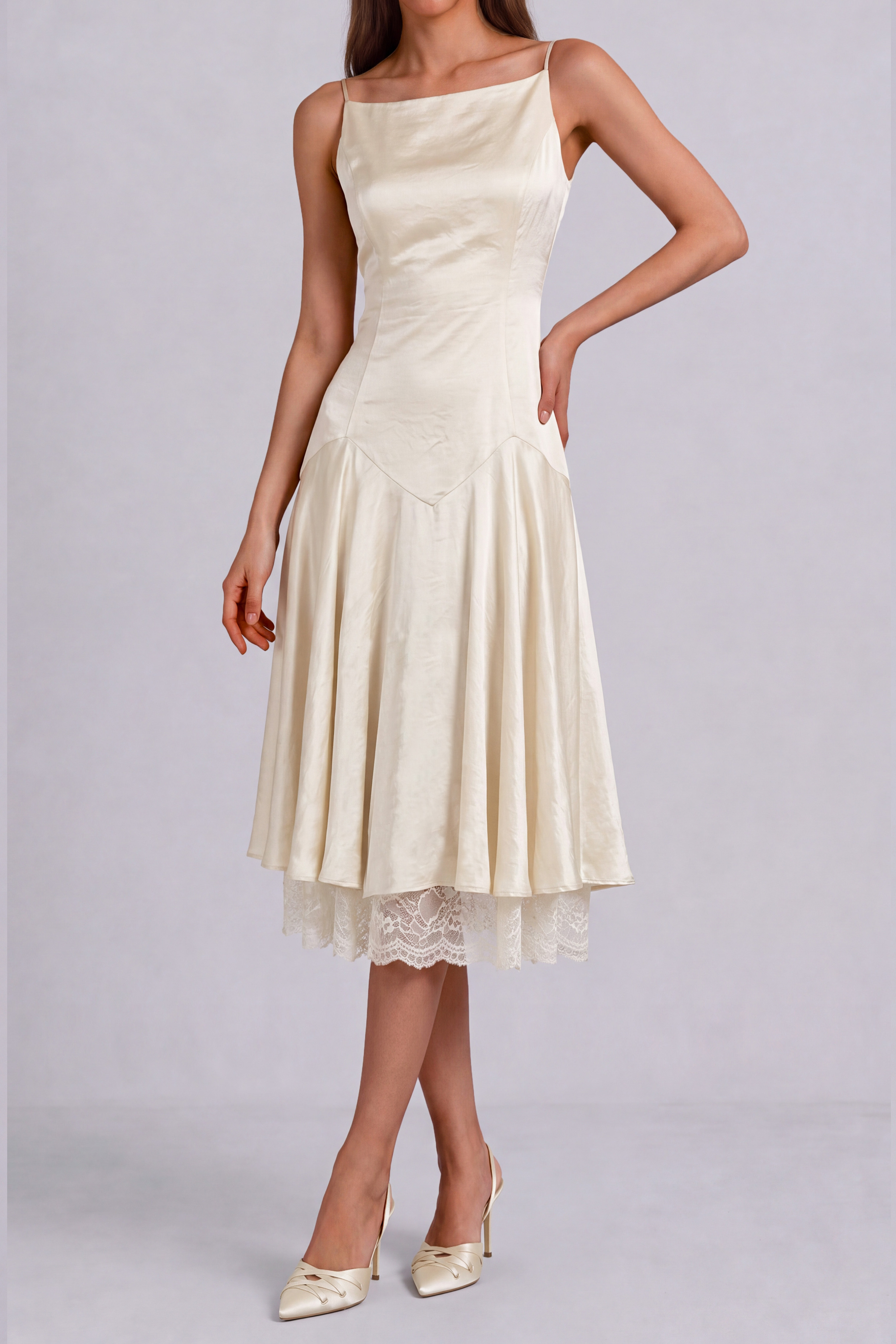 Adriana Spaghetti Lace Up Midi Dress