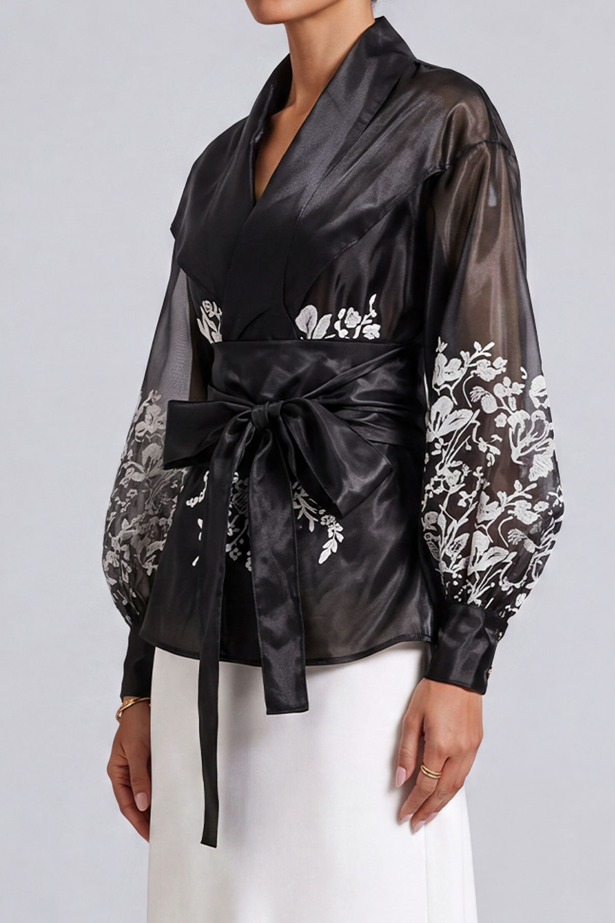 Adrielle Floral Print Tie Up Blouse 