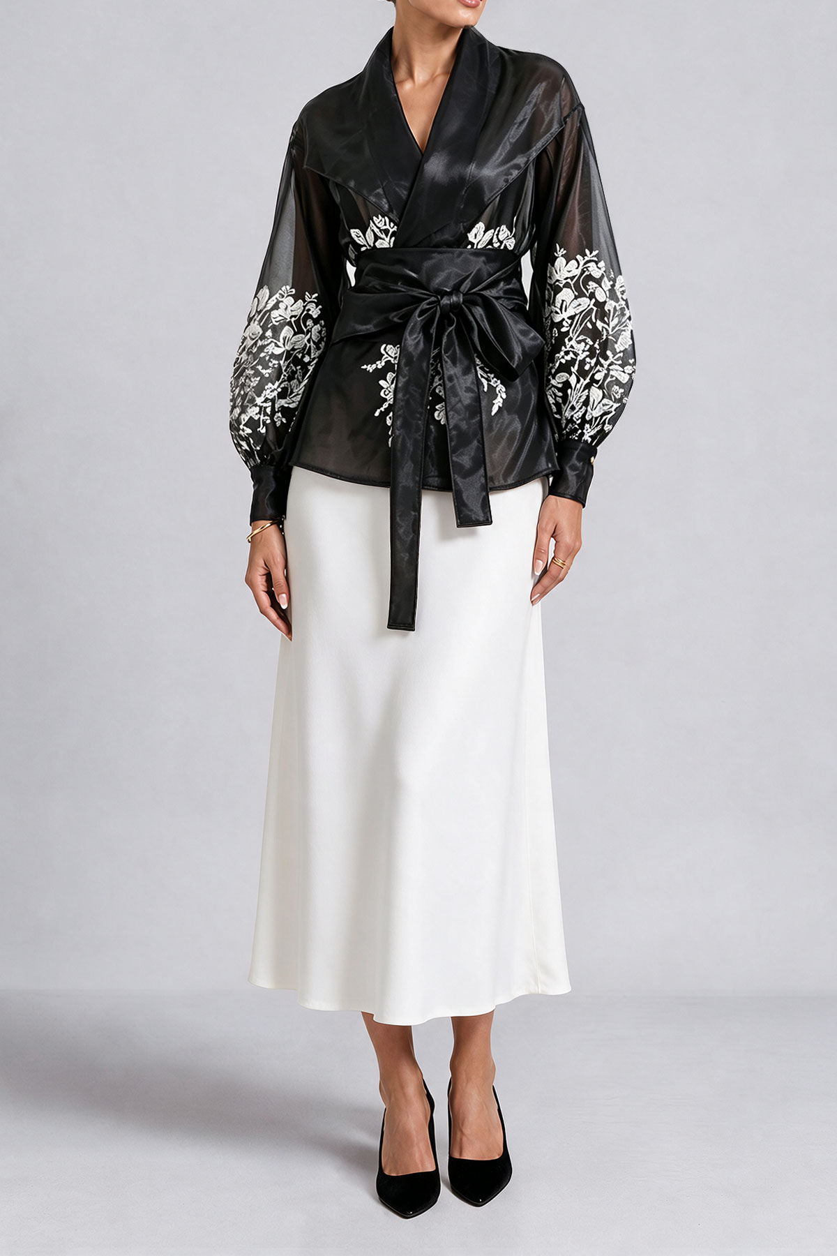 Adrielle Floral Print Tie Up Blouse 