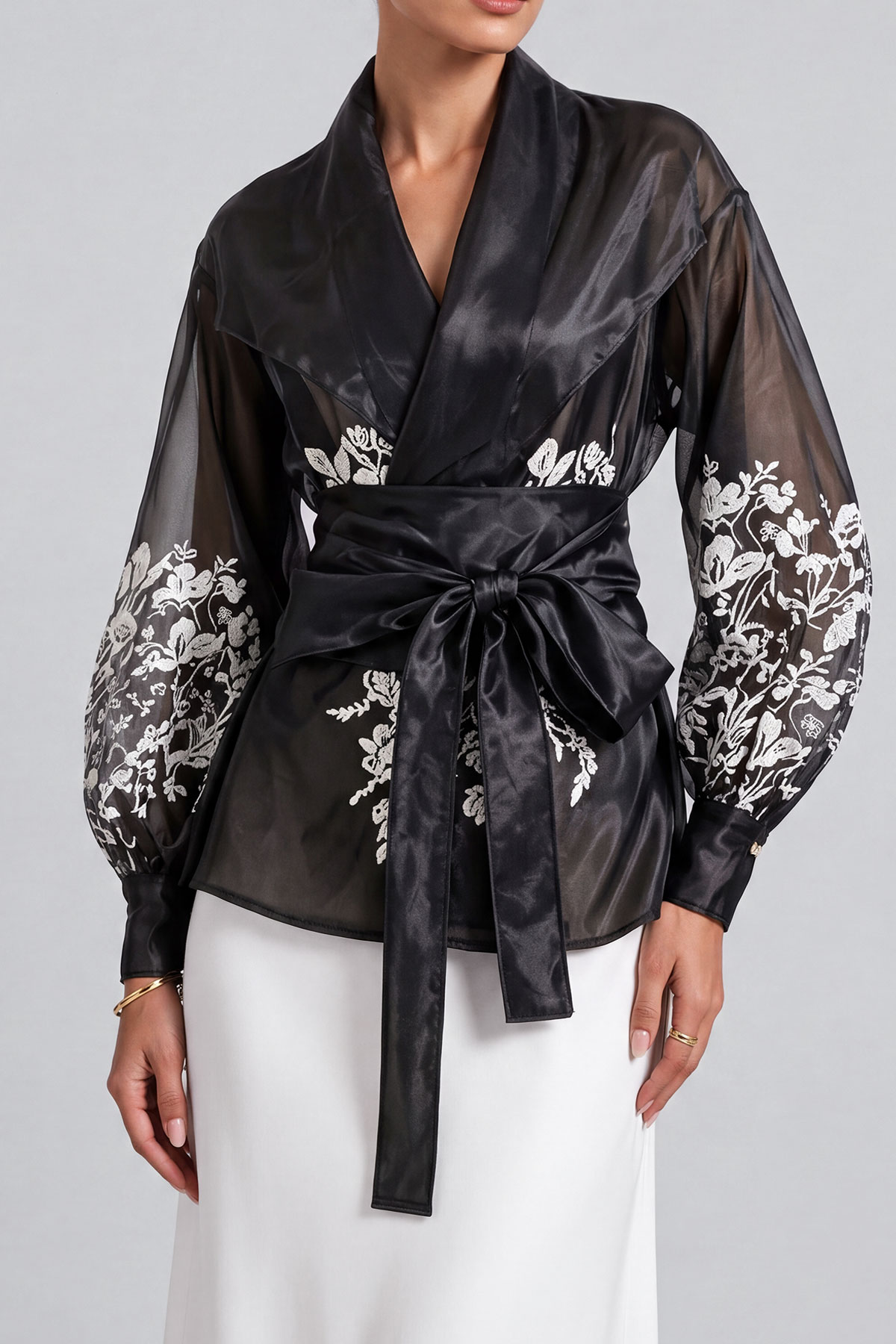 Adrielle Floral Print Tie Up Blouse 