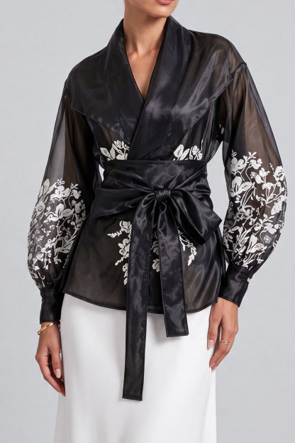 Adrielle Floral Print Tie Up Blouse 