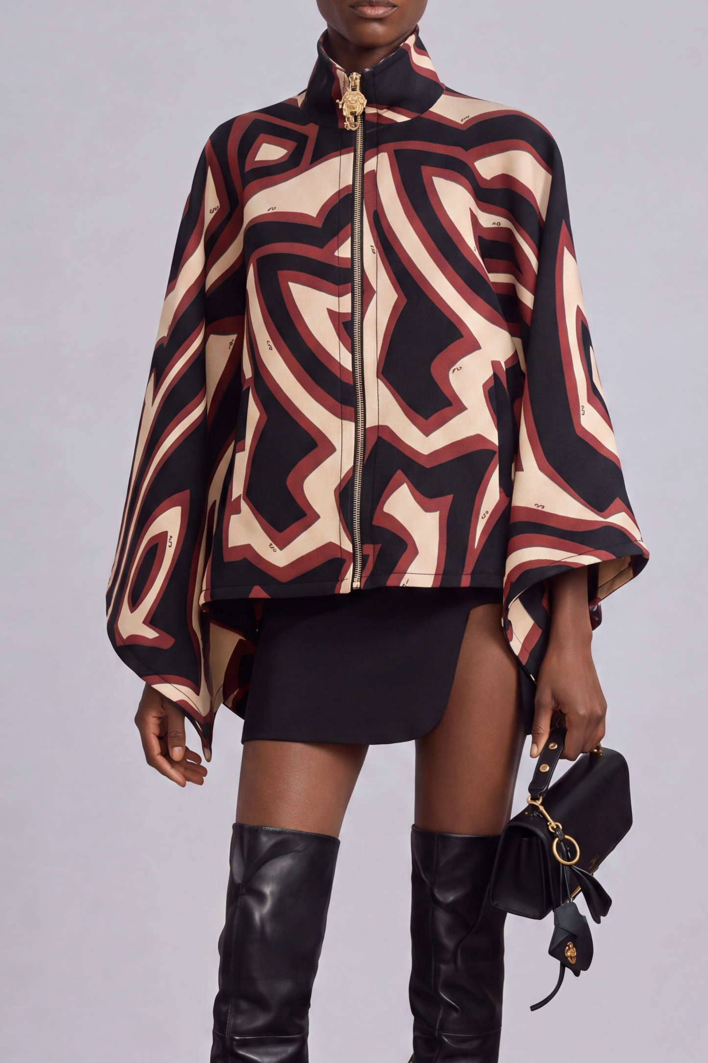 Ainsley Print Zipper Asymmetrical Jacket