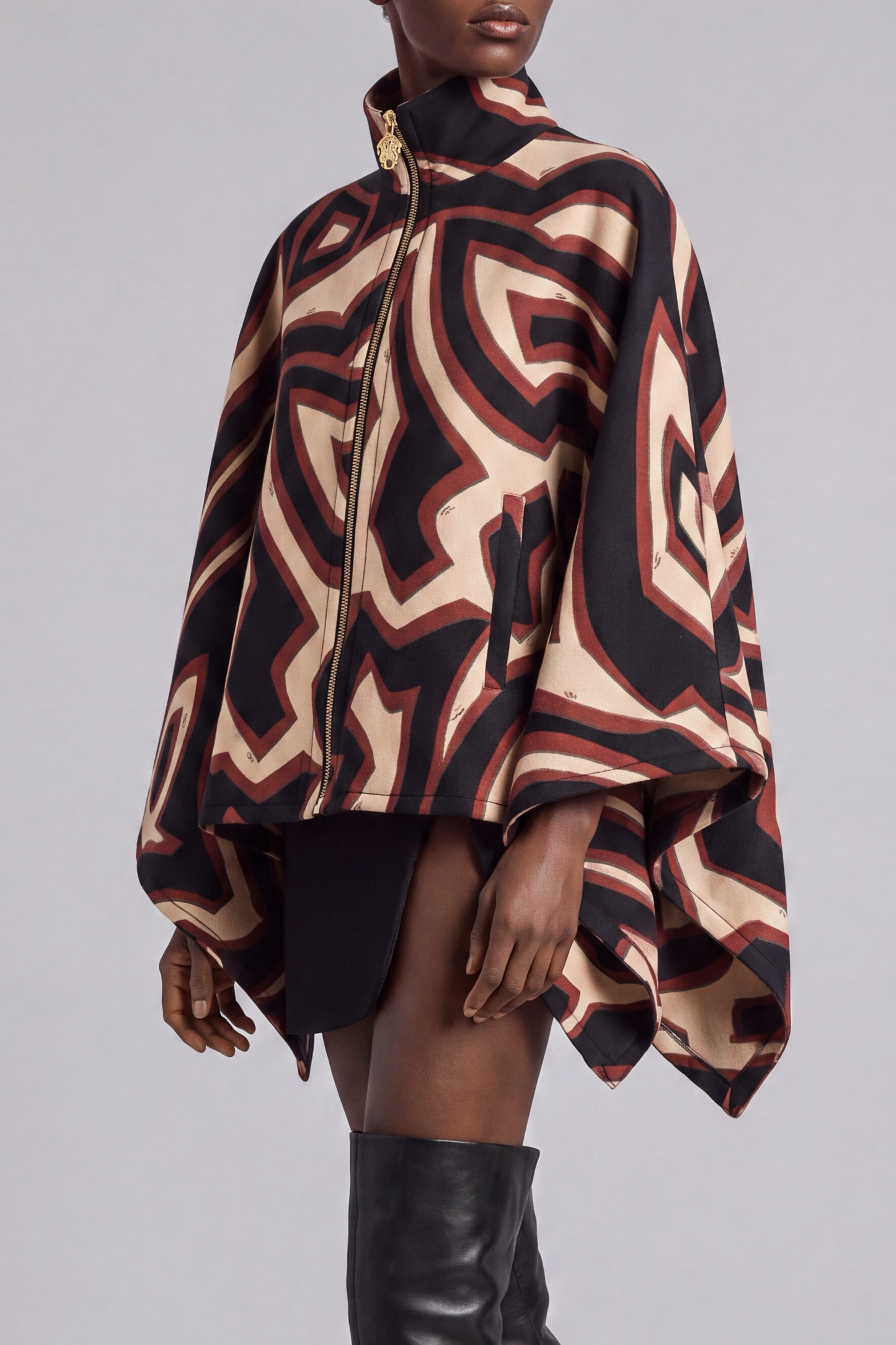 Ainsley Print Zipper Asymmetrical Jacket