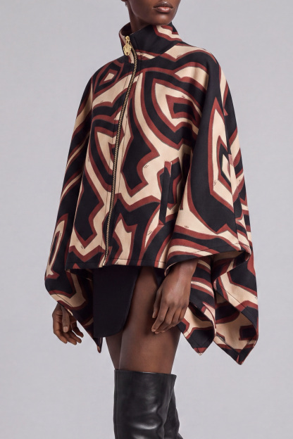 Ainsley Print Zipper Asymmetrical Jacket
