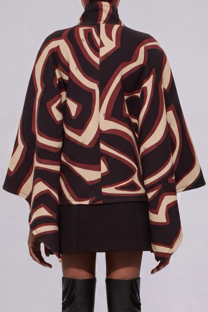 Ainsley Print Zipper Asymmetrical Jacket