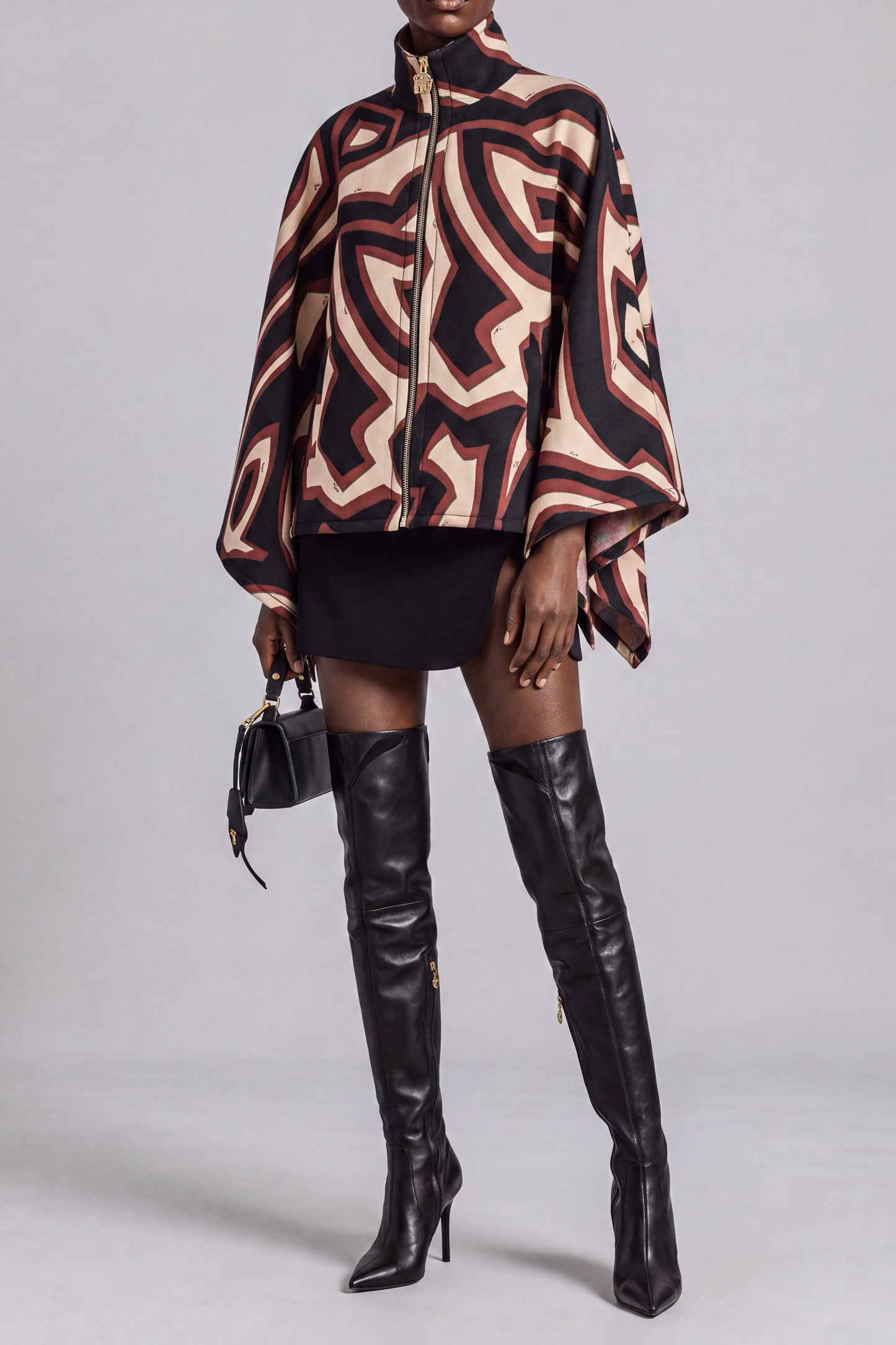 Ainsley Print Zipper Asymmetrical Jacket