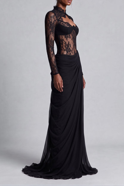 Alisha High Neck Cutouts Maxi Dress