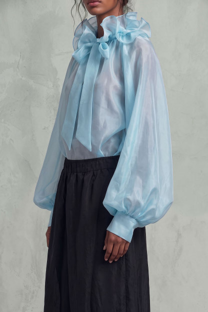 Alondra Ruffle Collar Bow Blouse Top